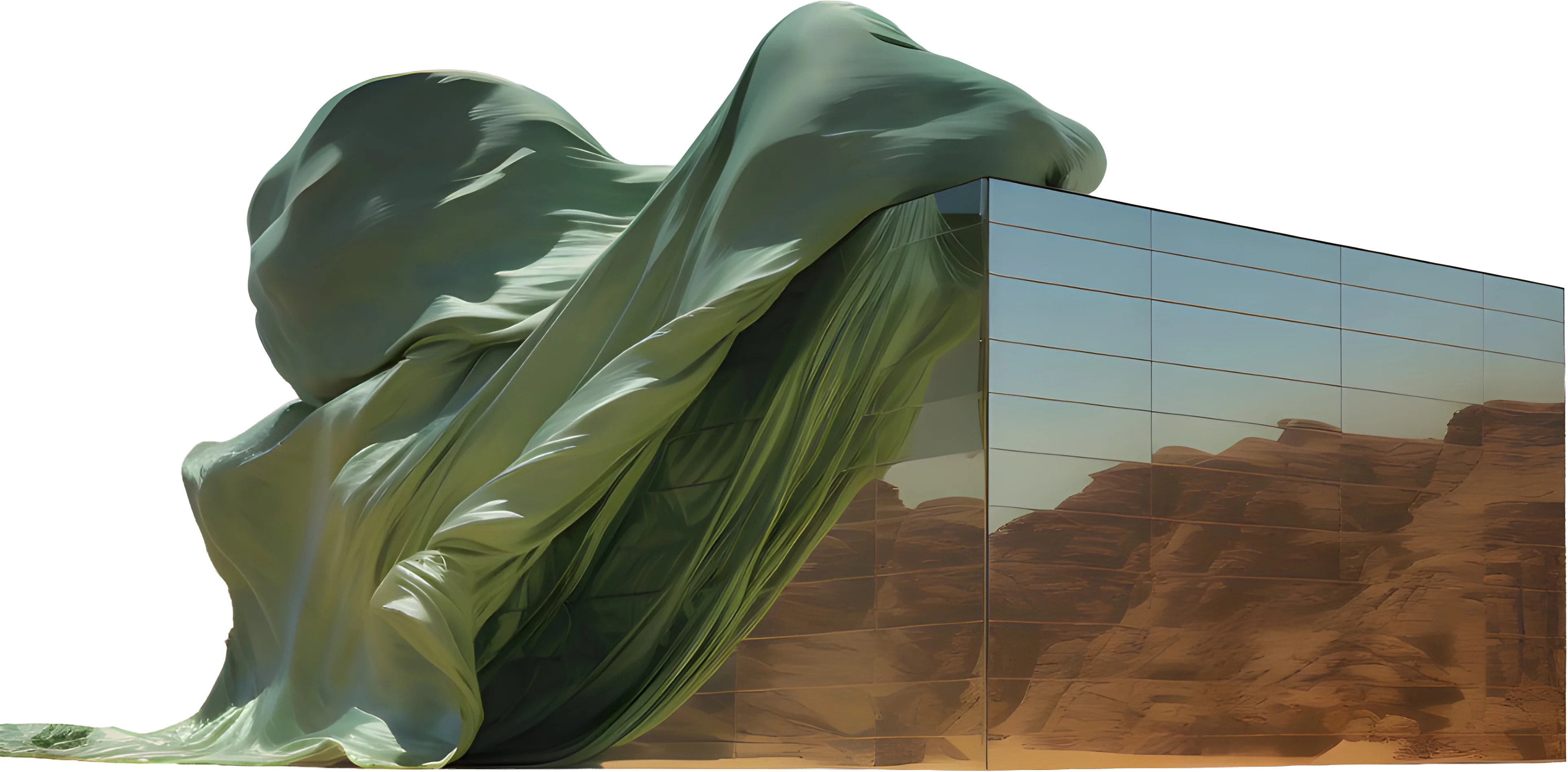 Mirrored building in the desert